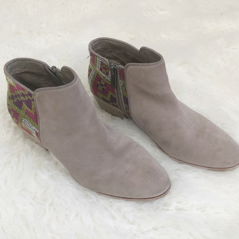 Sam Edelman Putnam LIght Taupe Suede Ankle Booties